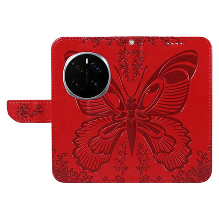 For Honor Magic7 Pro 5G Case Butterfly Pattern PU Leather Folio Flip Phone Cover -  Red