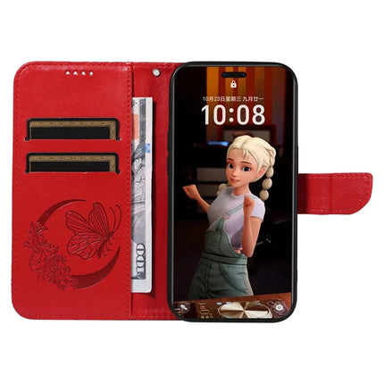 For Honor Magic7 Pro 5G Case Butterfly Pattern PU Leather Folio Flip Phone Cover -  Red
