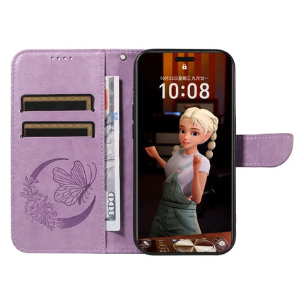 For Honor Magic7 Pro 5G Case Butterfly Pattern PU Leather Folio Flip Phone Cover -  Light Purple