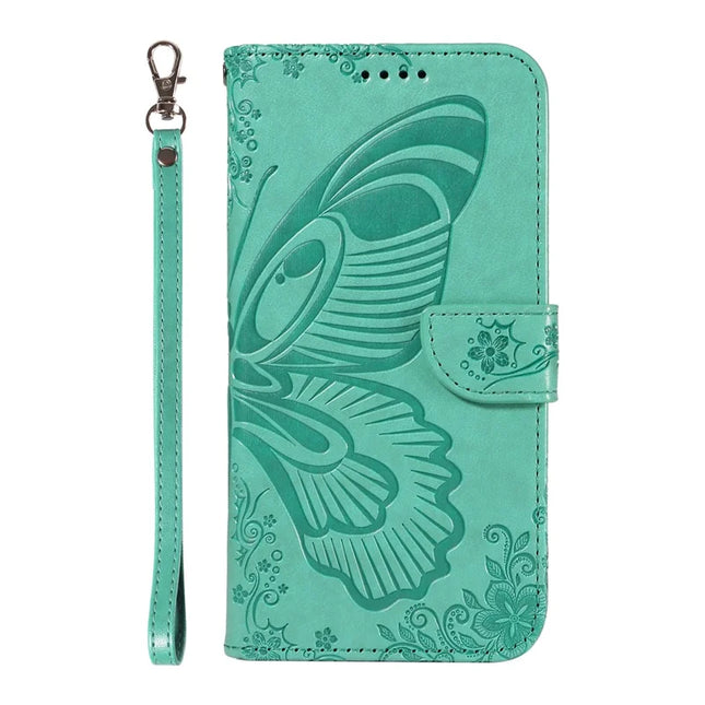 For Honor Magic7 Pro 5G Case Butterfly Pattern PU Leather Folio Flip Phone Cover -  Green