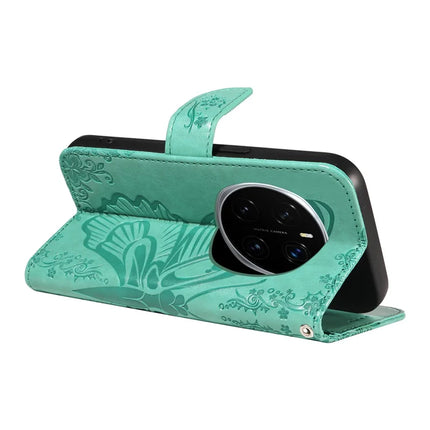 For Honor Magic7 Pro 5G Case Butterfly Pattern PU Leather Folio Flip Phone Cover -  Green