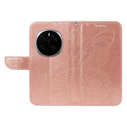For Honor Magic7 Pro 5G Case Butterfly Pattern PU Leather Folio Flip Phone Cover -  Rose Gold