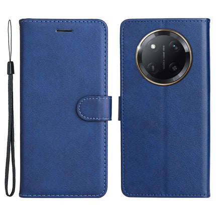 For Honor X60 Pro 5G / Magic7 Lite 5G / X9c 5G Case Solid Color Leather Mobile Cover Wallet Stand with Strap - Blue