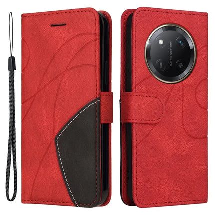 For Honor X60 Pro 5G / Magic7 Lite 5G / X9c 5G Leather Case Wallet Stand Color Splicing Phone Cover - Red