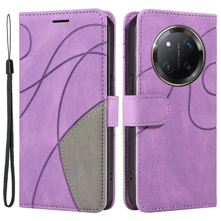 For Honor X60 Pro 5G / Magic7 Lite 5G / X9c 5G Leather Case Wallet Stand Color Splicing Phone Cover - Light Purple