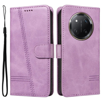 For Honor X60 Pro 5G / Magic7 Lite 5G / X9c 5G Wallet Phone Case T-Shape Lines Leather Cover - Light Purple
