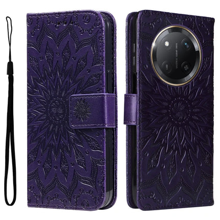 For Honor Magic7 Lite 5G / X9c 5G / X60 Pro 5G Case Sunflower Leather Wallet Phone Cover - Purple