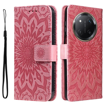 For Honor Magic7 Lite 5G / X9c 5G / X60 Pro 5G Case Sunflower Leather Wallet Phone Cover - Pink
