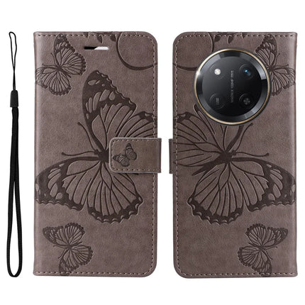 For Honor X60 Pro 5G / Magic7 Lite 5G / X9c 5G Case Butterfly Leather Phone Cover - Grey
