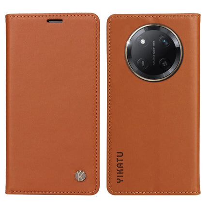 YIKATU YK-001 For Honor X60 Pro 5G / Magic7 Lite 5G / X9c 5G Wallet Case Card Slot Stand Leather Phone Cover - Brown