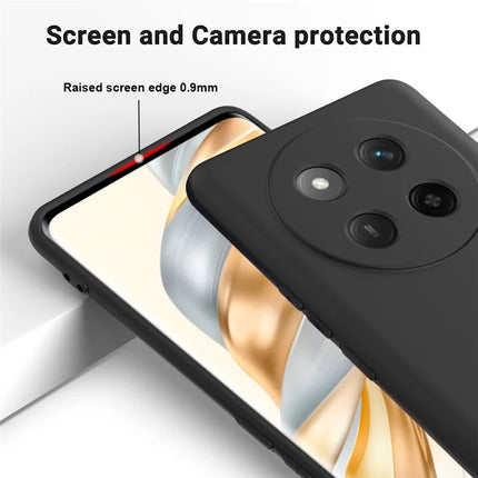 For Honor X60 Pro 5G Case Liquid Silicone Phone Back Cover with Hand Strap