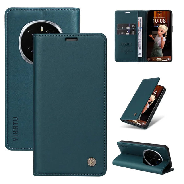 For Honor Magic7 Pro 5G Wallet Case YIKATU YK- 001 PU Leather Phone Cover with Stand - Green