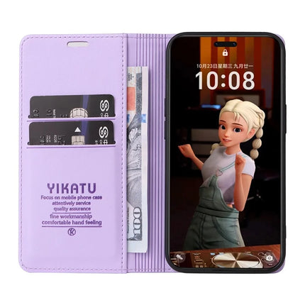 For Honor Magic7 Pro 5G Wallet Case YIKATU YK- 001 PU Leather Phone Cover with Stand -  Light Purple