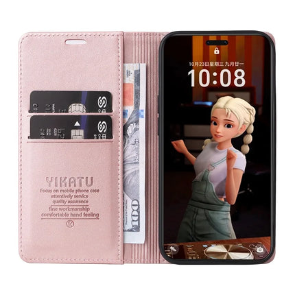 For Honor Magic7 Pro 5G Wallet Case YIKATU YK- 001 PU Leather Phone Cover with Stand -  Rose Gold