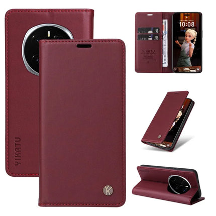 For Honor Magic7 Pro 5G Wallet Case YIKATU YK- 001 PU Leather Phone Cover with Stand - Wine Red