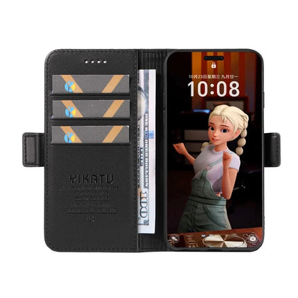 For Honor Magic7 Pro 5G Wallet Phone Case YIKATU YK-003 Leather Stand Cover -  Black