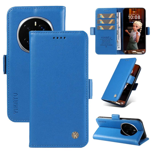 For Honor Magic7 Pro 5G Wallet Phone Case YIKATU YK-003 Leather Stand Cover - Sky Blue