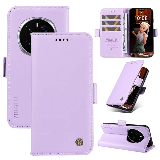For Honor Magic7 Pro 5G Wallet Phone Case YIKATU YK-003 Leather Stand Cover -  Light Purple