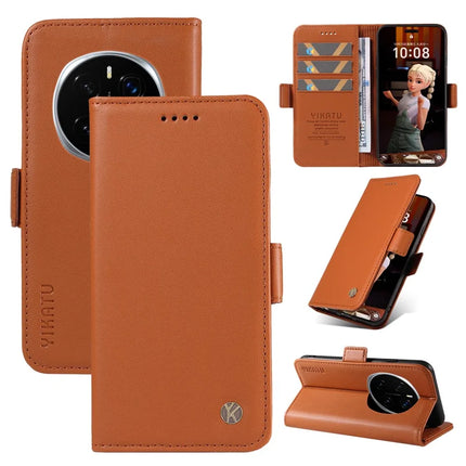 For Honor Magic7 Pro 5G Wallet Phone Case YIKATU YK-003 Leather Stand Cover - Brown
