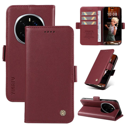 For Honor Magic7 Pro 5G Wallet Phone Case YIKATU YK-003 Leather Stand Cover - Wine Red