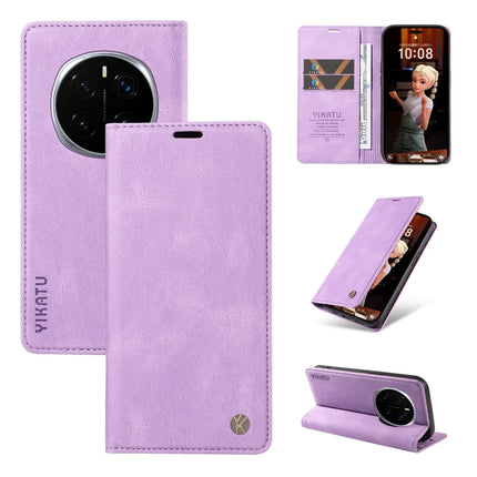 For Honor Magic7 Pro 5G Leather Cover YIKATU YK-004 Skin-Touch Wallet Phone Cases - Purple