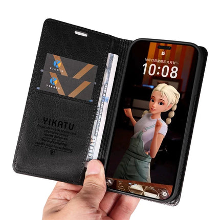 For Honor Magic7 Pro 5G Wallet Case YIKATU YK-006 Magnetic Closure Leather Phone Cover Litchi Texture