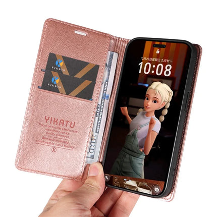 For Honor Magic7 Pro 5G Wallet Case YIKATU YK-006 Magnetic Closure Leather Phone Cover Litchi Texture