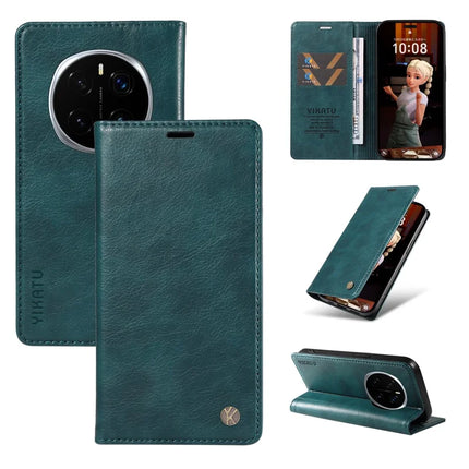 For Honor Magic7 Pro 5G Wallet Case YIKATU YK-006 Magnetic Closure Leather Phone Cover Litchi Texture - Blue