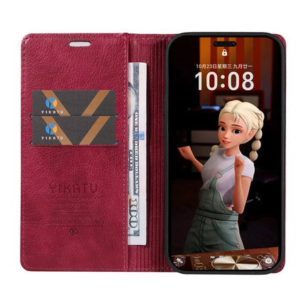 For Honor Magic7 Pro 5G Wallet Case YIKATU YK-006 Magnetic Closure Leather Phone Cover Litchi Texture