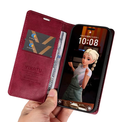 For Honor Magic7 Pro 5G Wallet Case YIKATU YK-006 Magnetic Closure Leather Phone Cover Litchi Texture