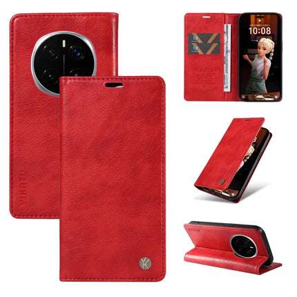 For Honor Magic7 Pro 5G Wallet Case YIKATU YK-006 Magnetic Closure Leather Phone Cover Litchi Texture - Red