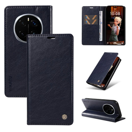 For Honor Magic7 Pro 5G Wallet Case YIKATU YK-006 Magnetic Closure Leather Phone Cover Litchi Texture - Navy Blue