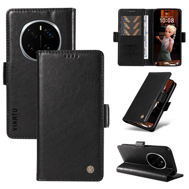 For Honor Magic7 Pro 5G Case YIKATU YK-007 Litchi Texture PU Leather Wallet Phone Cover - Black
