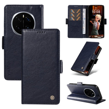 For Honor Magic7 Pro 5G Case YIKATU YK-007 Litchi Texture PU Leather Wallet Phone Cover - Navy Blue