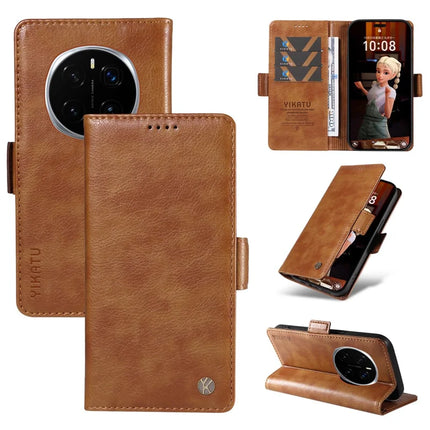For Honor Magic7 Pro 5G Case YIKATU YK-007 Litchi Texture PU Leather Wallet Phone Cover - Brown