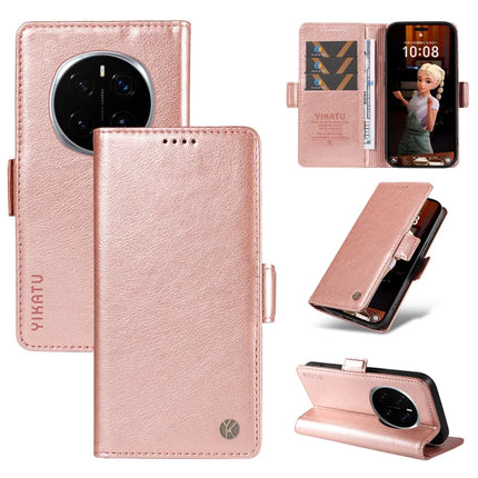 For Honor Magic7 Pro 5G Case YIKATU YK-007 Litchi Texture PU Leather Wallet Phone Cover - Rose Gold