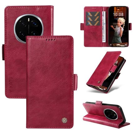 For Honor Magic7 Pro 5G Case YIKATU YK-007 Litchi Texture PU Leather Wallet Phone Cover - Wine Red