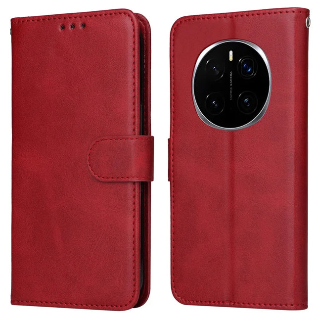 For Honor Magic7 Pro 5G Case Wallet PU Leather Folio Flip Phone Cover - Red
