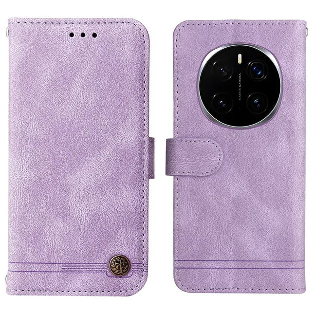 For Honor Magic7 Pro 5G Wallet Case Skin Touch Leather Phone Cover Tree Pattern Hardware - Purple