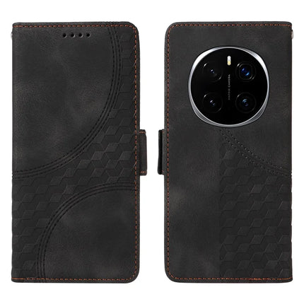 For Honor Magic7 Pro 5G Case PU Leather Phone Cover Rhombus Starry Imprinted - Black