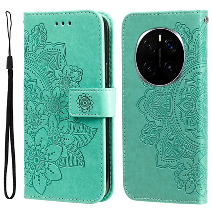 For Honor Magic7 Pro 5G Case PU Leather Wallet Floral Phone Cover Stand View - Green