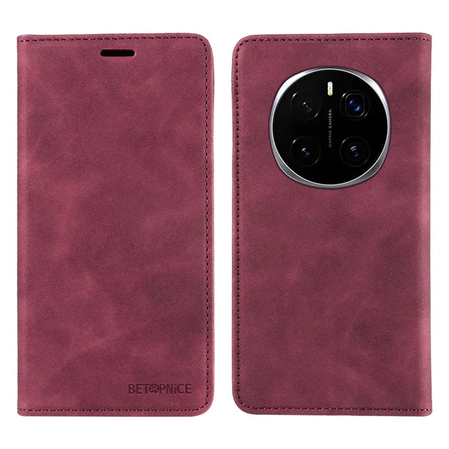 BETOPNICE 003 For Honor Magic7 Pro 5G Wallet Case Leather Phone Cover with Stand - Red