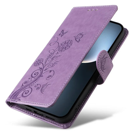 For Honor Magic7 Pro 5G Leather Case Butterfly Floral Imprint Wallet Stand Cover
