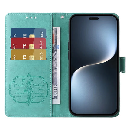 For Honor Magic7 Pro 5G Leather Case Butterfly Floral Imprint Wallet Stand Cover