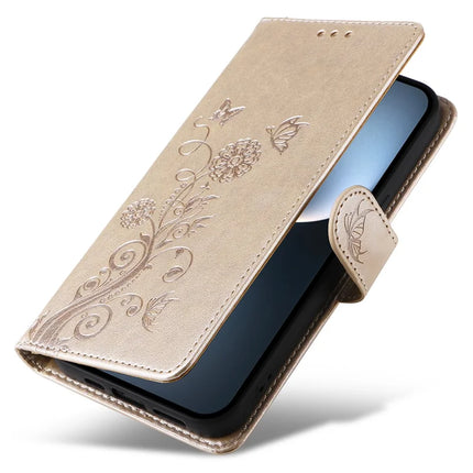 For Honor Magic7 Pro 5G Leather Case Butterfly Floral Imprint Wallet Stand Cover