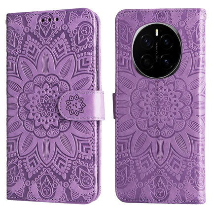 For Honor Magic7 5G Case Sunflower Imprint Leather Wallet Phone Cover - Purple
