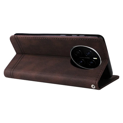 For Honor Magic7 5G Wallet Case Skin Touch Leather Phone Cover Tree Pattern Hardware