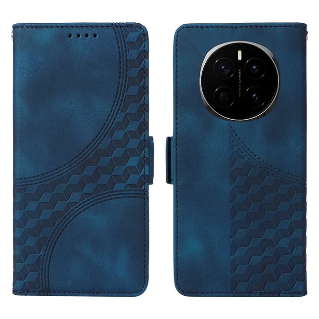 For Honor Magic7 5G Case PU Leather Phone Cover Rhombus Starry Imprinted - Blue