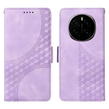 For Honor Magic7 5G Case PU Leather Phone Cover Rhombus Starry Imprinted - Purple