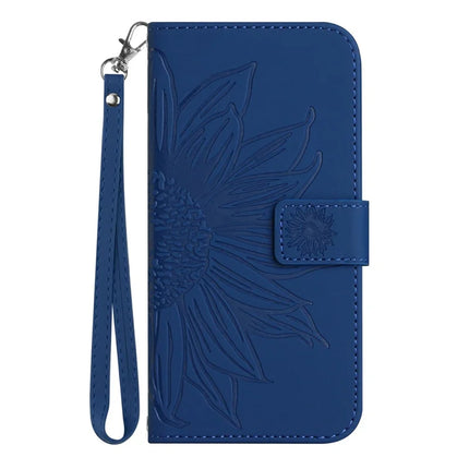 For Motorola Moto G Play (2025) 4G / G Power (2025) Case Sunflower Imprint Leather Wallet Phone Cover with Wrist Strap